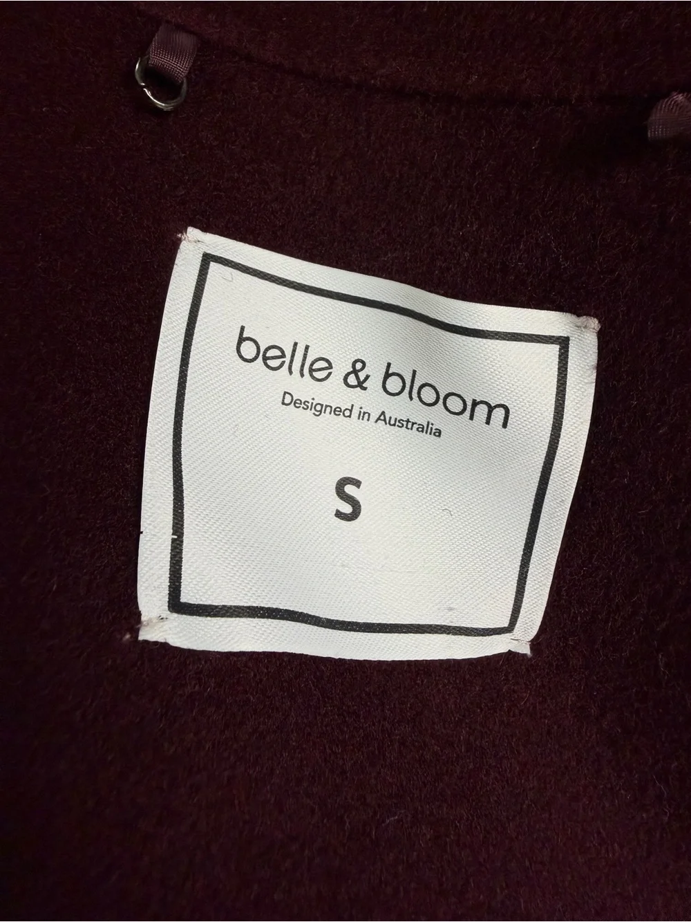 Belle & Bloom I'm Yours Wool Blend Peacoat Burgundy Small